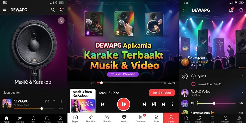 Tampilan antarmuka aplikasi DEWAPG dengan fitur karaoke yang lengkap.