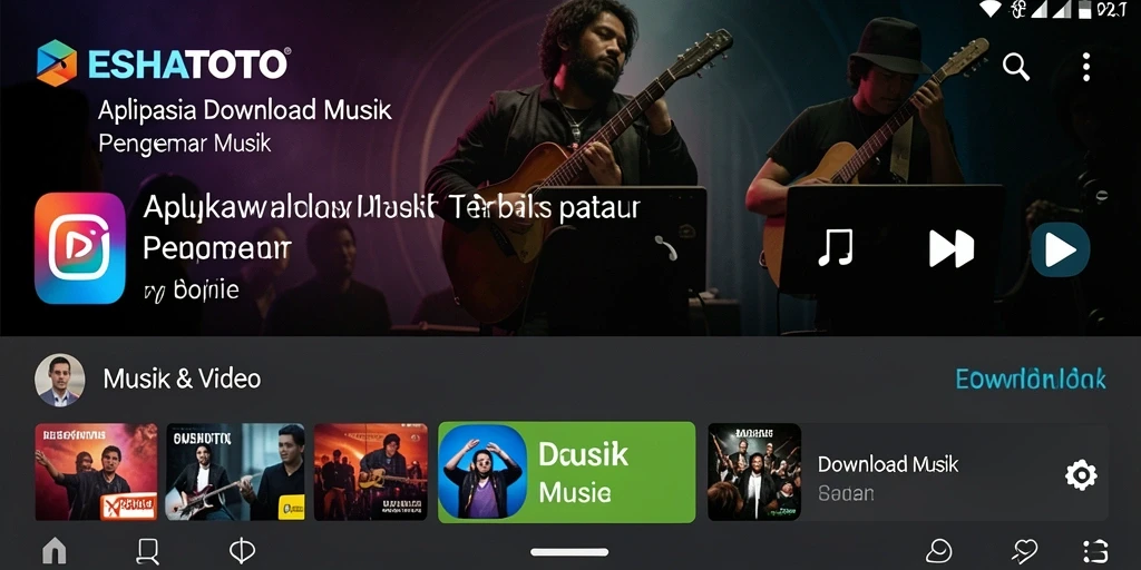 Tampilan antarmuka ESHATOTO yang sederhana dan fungsional untuk Download Musik.