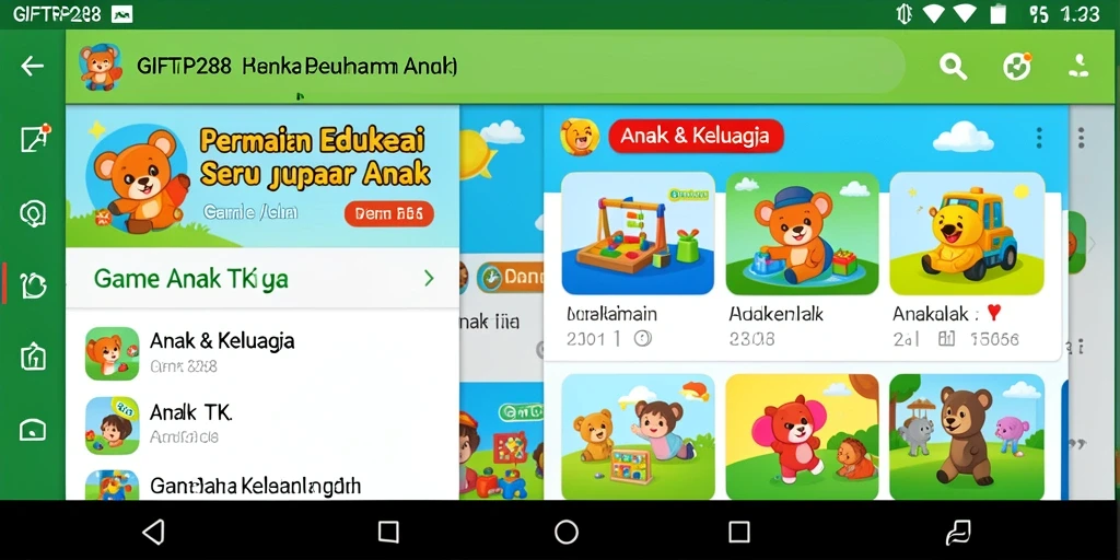 Antarmuka colorful dan interaktif aplikasi Game Anak TK.